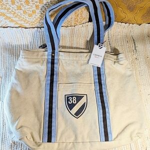 Heavy Canvas Lined Tote w/ Zipper Top Closure NWT